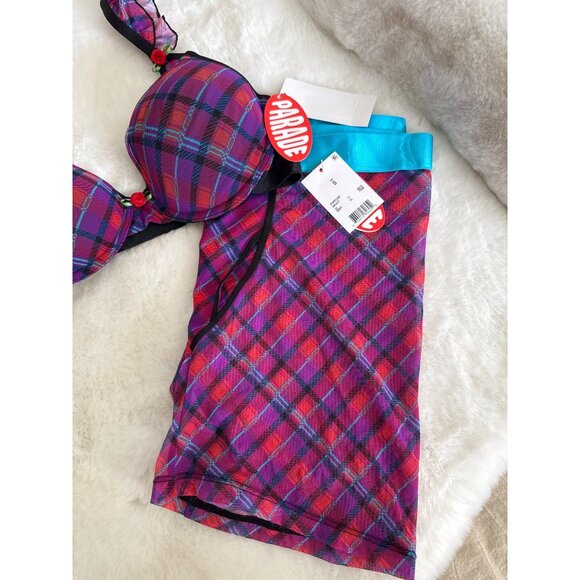 Parade Silky Mesh Flutter Strap T-Shirt Bra & Boxers Size Small 34B NEW - Picture 2 of 8